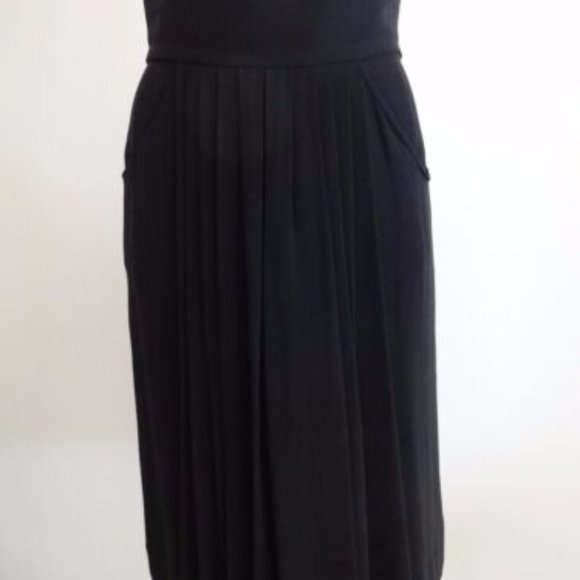 CHANEL BOUTIQUE VINTAGE BLACK FRONT PLEATED DOUBLE LINED SILK SKIRT 40 - Picture 4 of 5